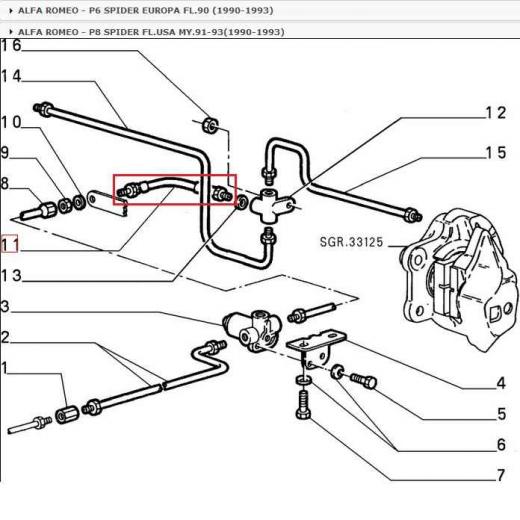 TUBO FRENO POSTERIORE ALFA ROMEO 1750-2000 - GIULIA - GT - SPIDER PER 60714553