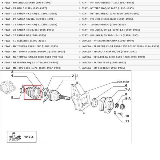 CUFFIA GIUNTO LATO RUOTA AUTOBIANCHI A 112 - FIAT 127 AGES 3755 PER 4383758