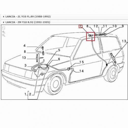 RACCORDO LAVA LUNOTTO SPRUZZATORE AUTOBIANCHI Y10 - LANCIA Y10 ORIGINALE 7560650