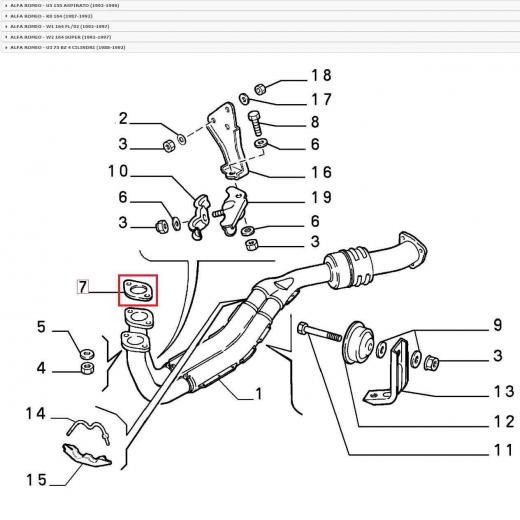 GUARNIZIONE COLLETTORE SCARICO ALFA ROMEO 33 - 75 - 90 ORIGINALE 60507000