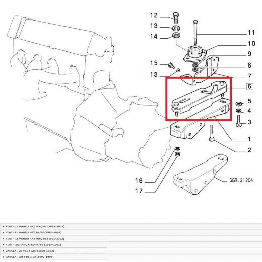 STAFFA SUPPORTO CAMBIO FIAT PANDA 4X4 - LANCIA Y 10 PER 7573751
