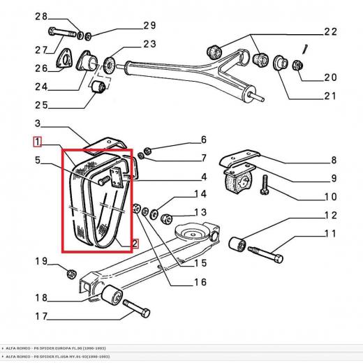 COPPIA BANDE SOPENSIONE ALFA ROMEO SPIDER - 1750-2000 PER 60516758 - 60516759