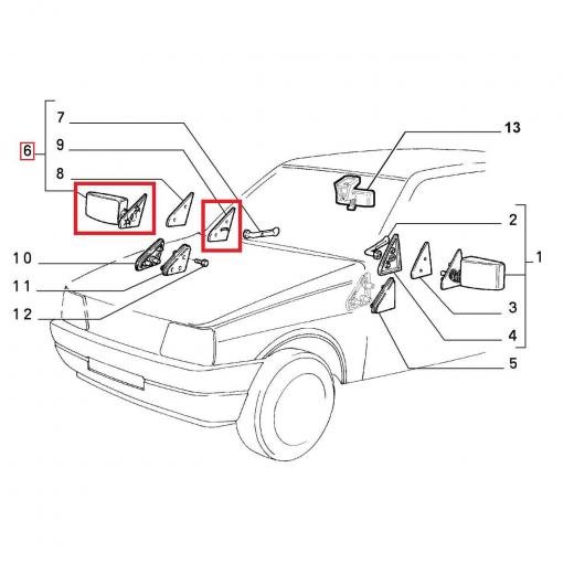 SPECCHIO RETROVISORE COMPLETO DESTRO LANCIA Y10 LINEAUTO PER 5892121