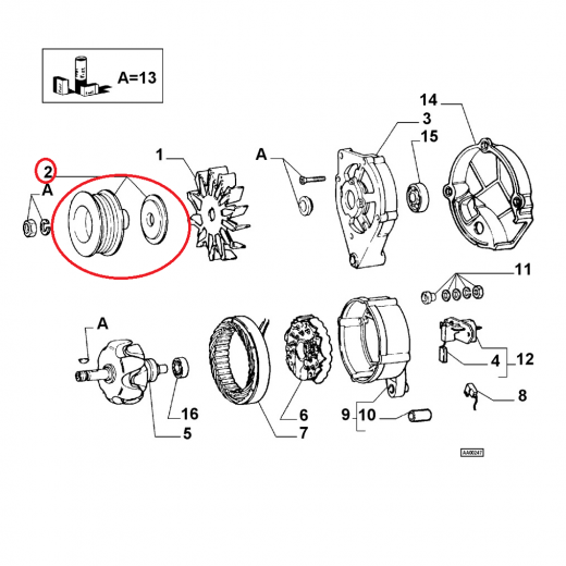 PULEGGIA ALTERNATORE FIAT CROMA - LANCIA DELTA ORIGINALE 7692714