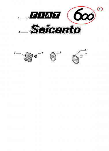LOGO SIGLA MODELLO ''600' FIAT SEICENTO ORIGINALE 51777921