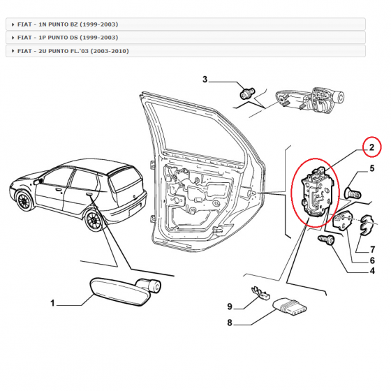 SERRATURA PORTA LATERALE POST DX FIAT PUNTO ORIGINALE 46536063