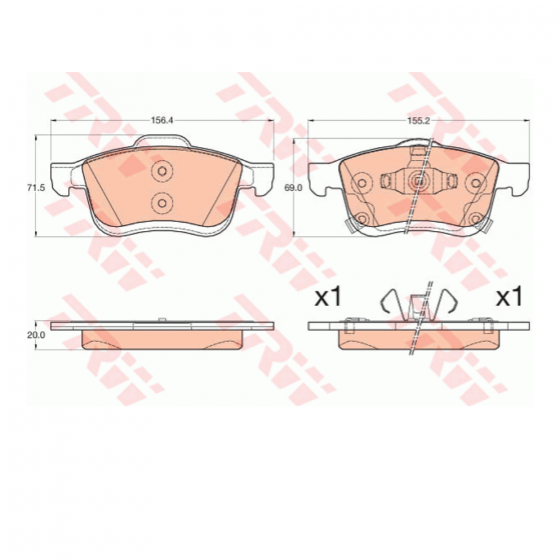 KIT SERIE PASTIGLIE FRENO ANTERIORE PER FIAT 500 L TRW PER 77366915