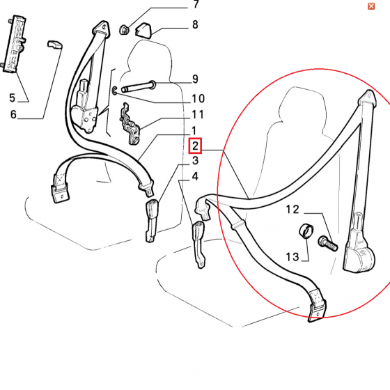 CINTURA DI SICUREZZA SX FIAT BRAVA ORIGINALE 735255860