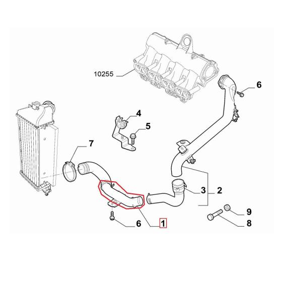 MANICOTTO FLESSIBILE ALIMENTAZIONE ARIA FIAT 500 - PANDA - LANCIA Y PER 51837874