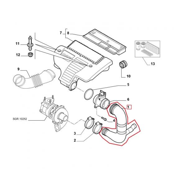 TUBO ALIMENTAZIONE ARIA ALFA ROMEO - FIAT PANDA - LANCIA YPSILON PER 51848880
