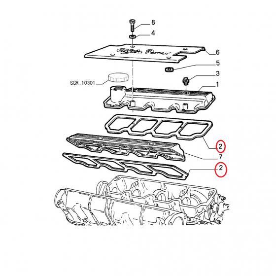 GUARNIZIONE COPRITESTATA SUPERIORE FIAT CROMA - LANCIA DEDRA ORIGINALE 7738687