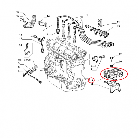 BOBINA ACCENSIONE FIAT PALIO - MAREA - LANCIA DELTA ORIGINALE 7789346